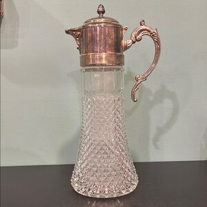 Vintage Silver and Glass Pitcher